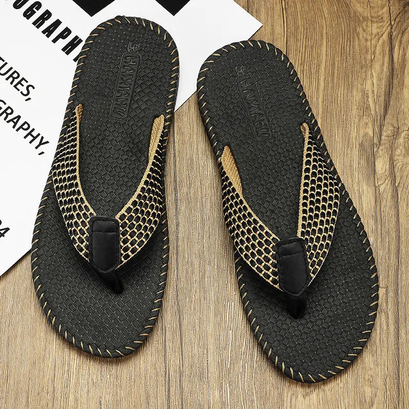 Flip-flops men's summer outdoor wear trendy personalized retro woven sandals men's outdoor Vietnamese flip-flops - Image 2
