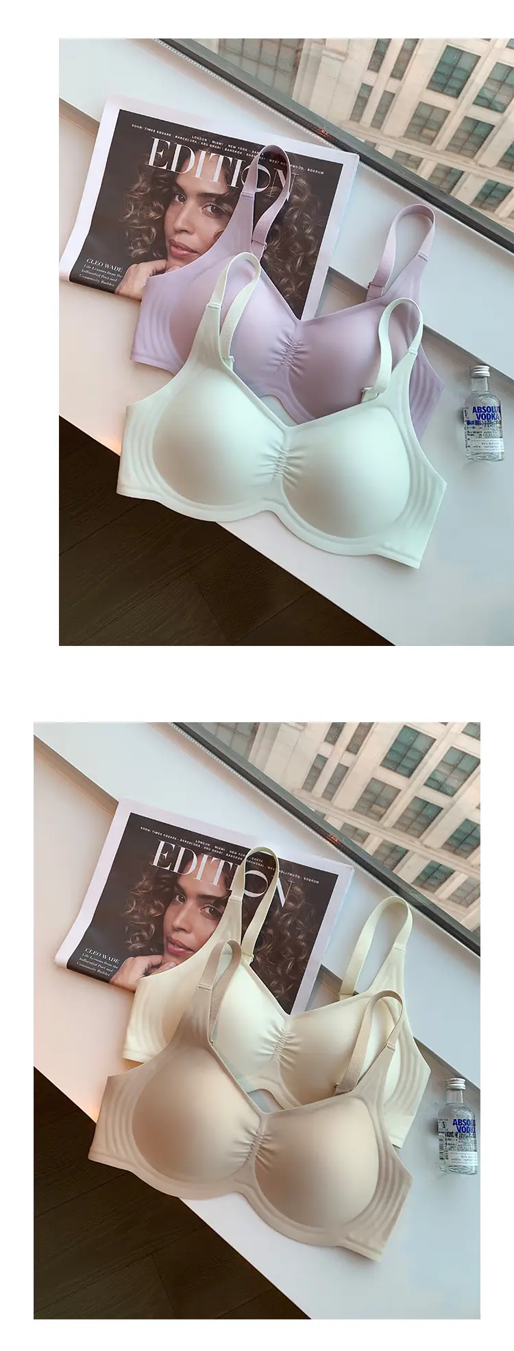 Traceless Soft Underwear Women Large Chest Shaped Small Gather-up Bra — feature 4