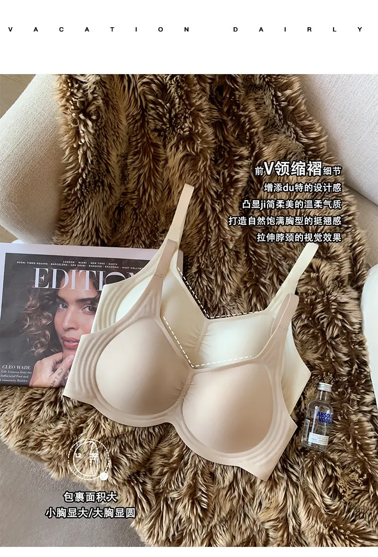 Traceless Soft Underwear Women Large Chest Shaped Small Gather-up Bra — feature 5