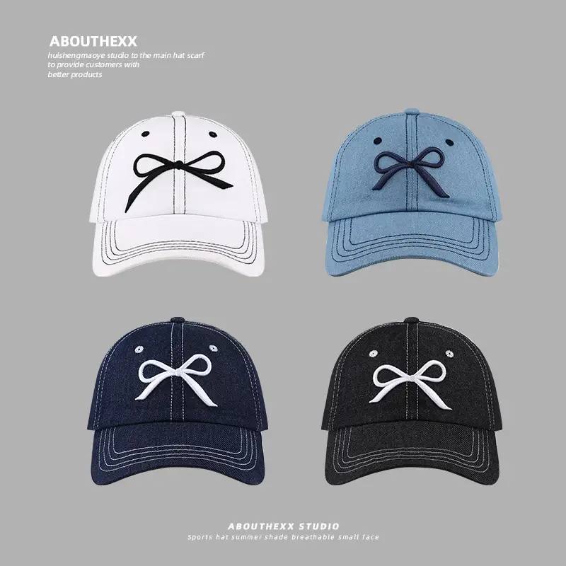 Women's Blue Bow Baseball Cap with 4 Colors - Image 6