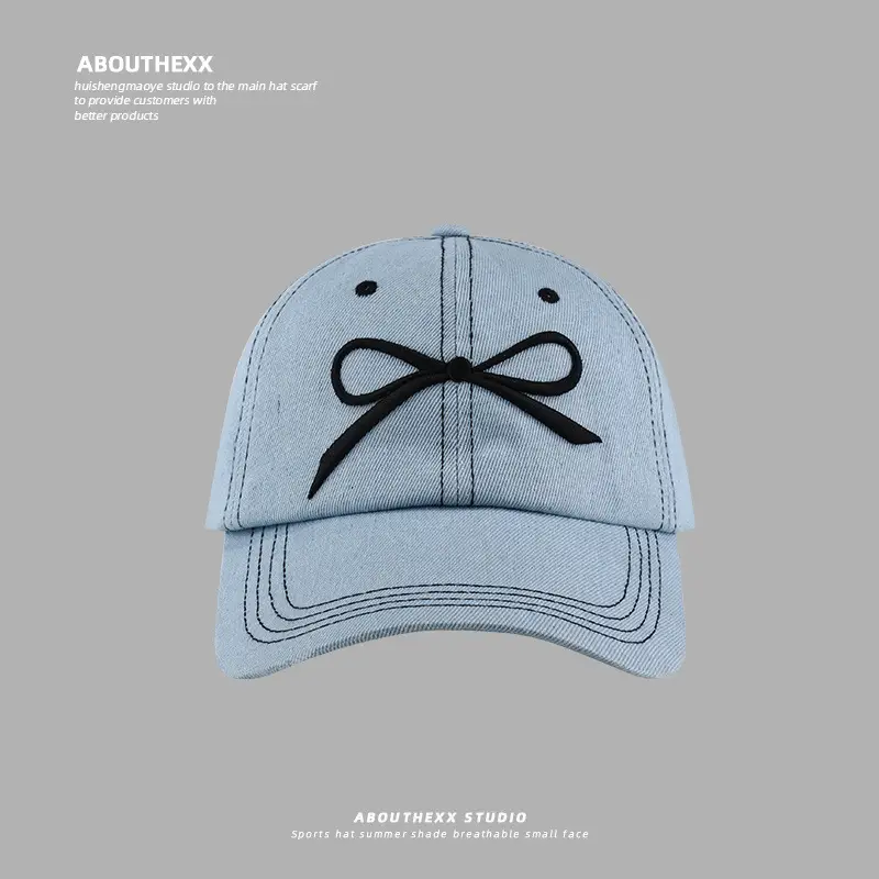 Women's Blue Bow Baseball Cap with 4 Colors - Image 2