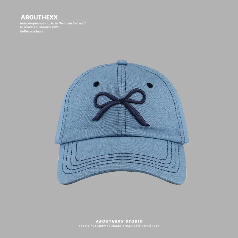 Women's Blue Bow Baseball Cap with 4 Colors - Image 3