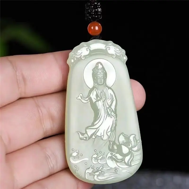 White Jade Mother Guanyin Pendant for Men Women - Image 7