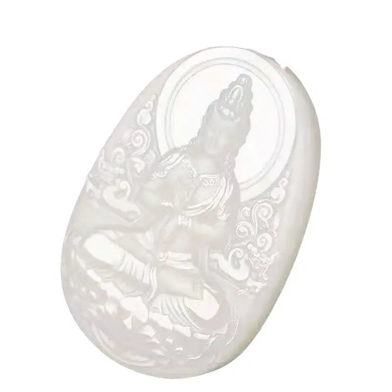 White Jade Mother Guanyin Pendant for Men Women - Image 13