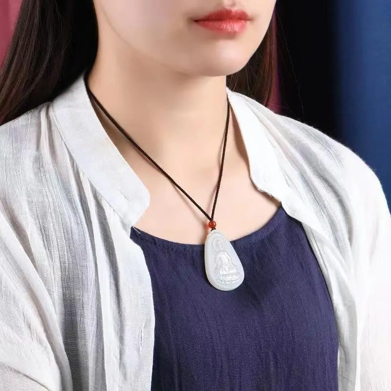 White Jade Mother Guanyin Pendant for Men Women — feature 5