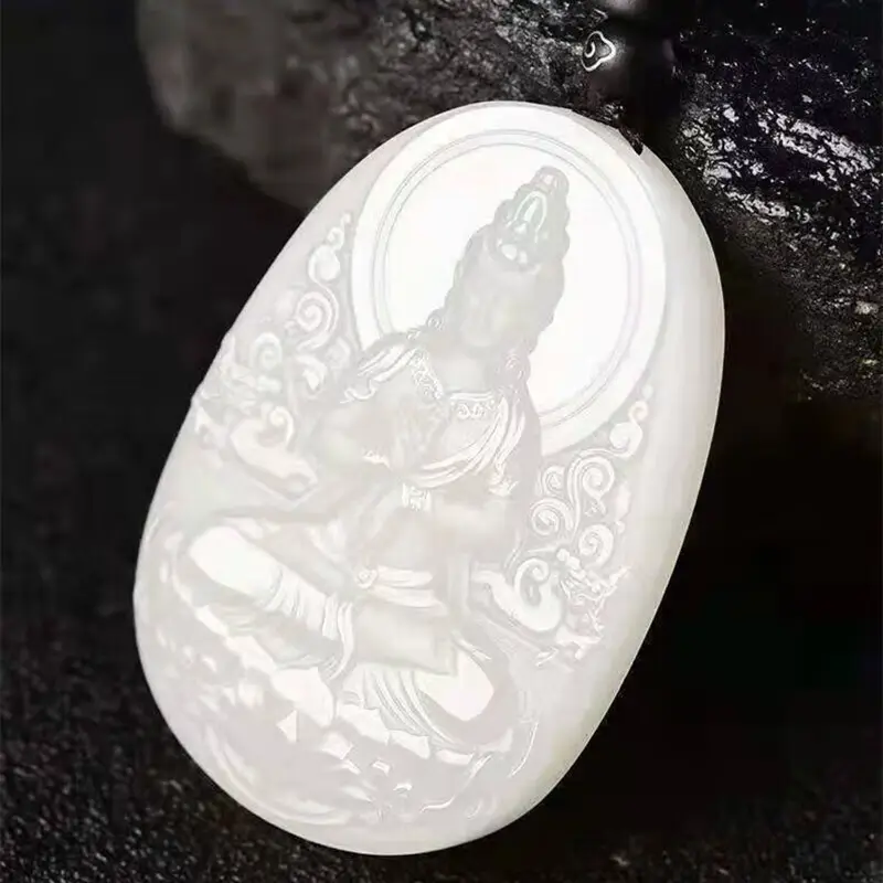 White Jade Mother Guanyin Pendant for Men Women - Image 6