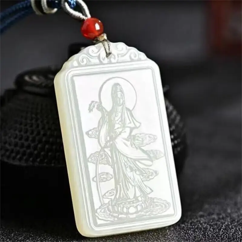 White Jade Mother Guanyin Pendant for Men Women - Image 9