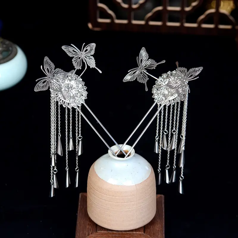 Silver Tassel Hairpin for Women's Hair Accessories - Image 2