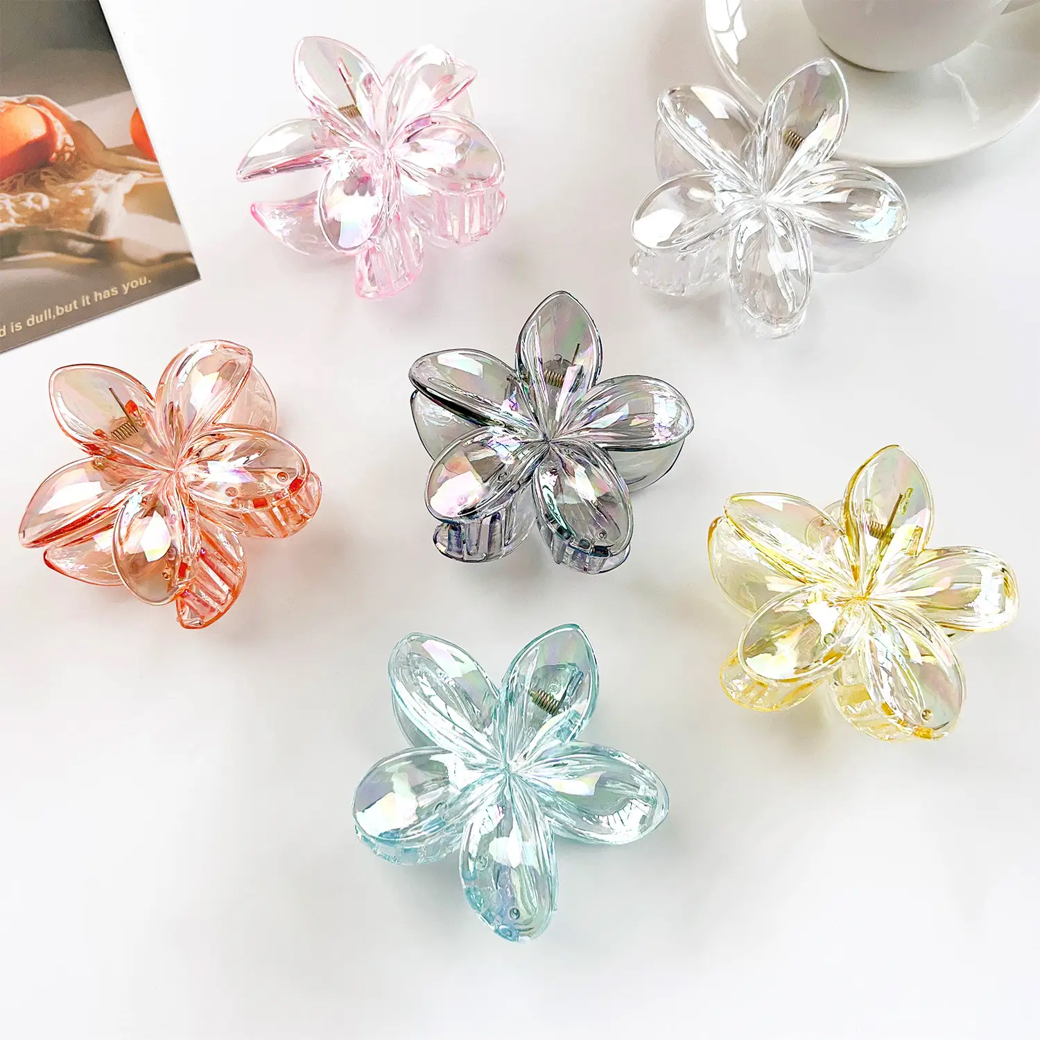 Frosted Egg Flower Hair Clips for Women — feature 5