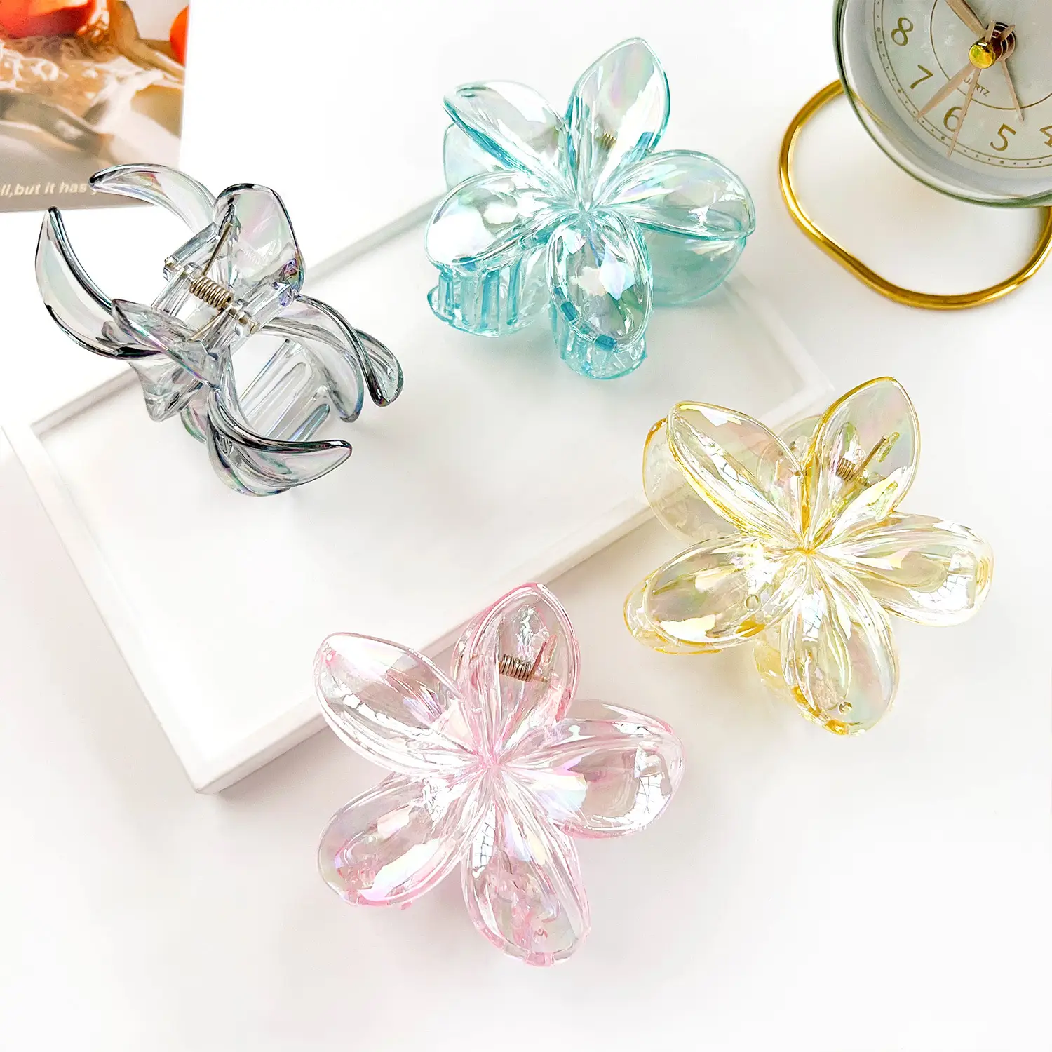 Frosted Egg Flower Hair Clips for Women — feature 7