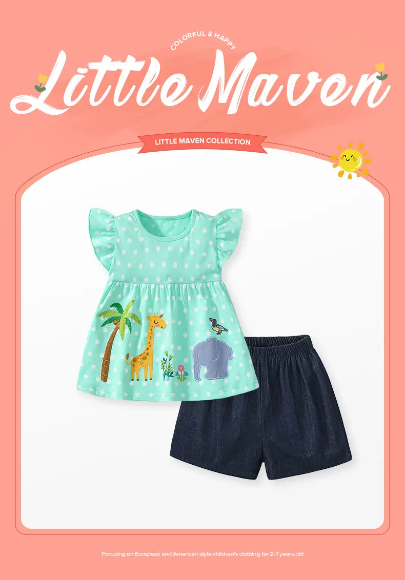 Girls Cotton Polka Dot Shorts Set Mint Green — feature 2