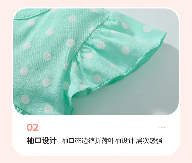 Girls Cotton Polka Dot Shorts Set Mint Green — feature 9