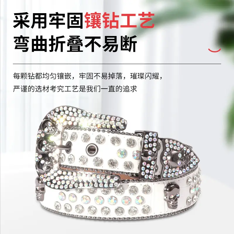 Blue Skull Rhinestone Belt for Punk Style Thick Alloy - Image 10