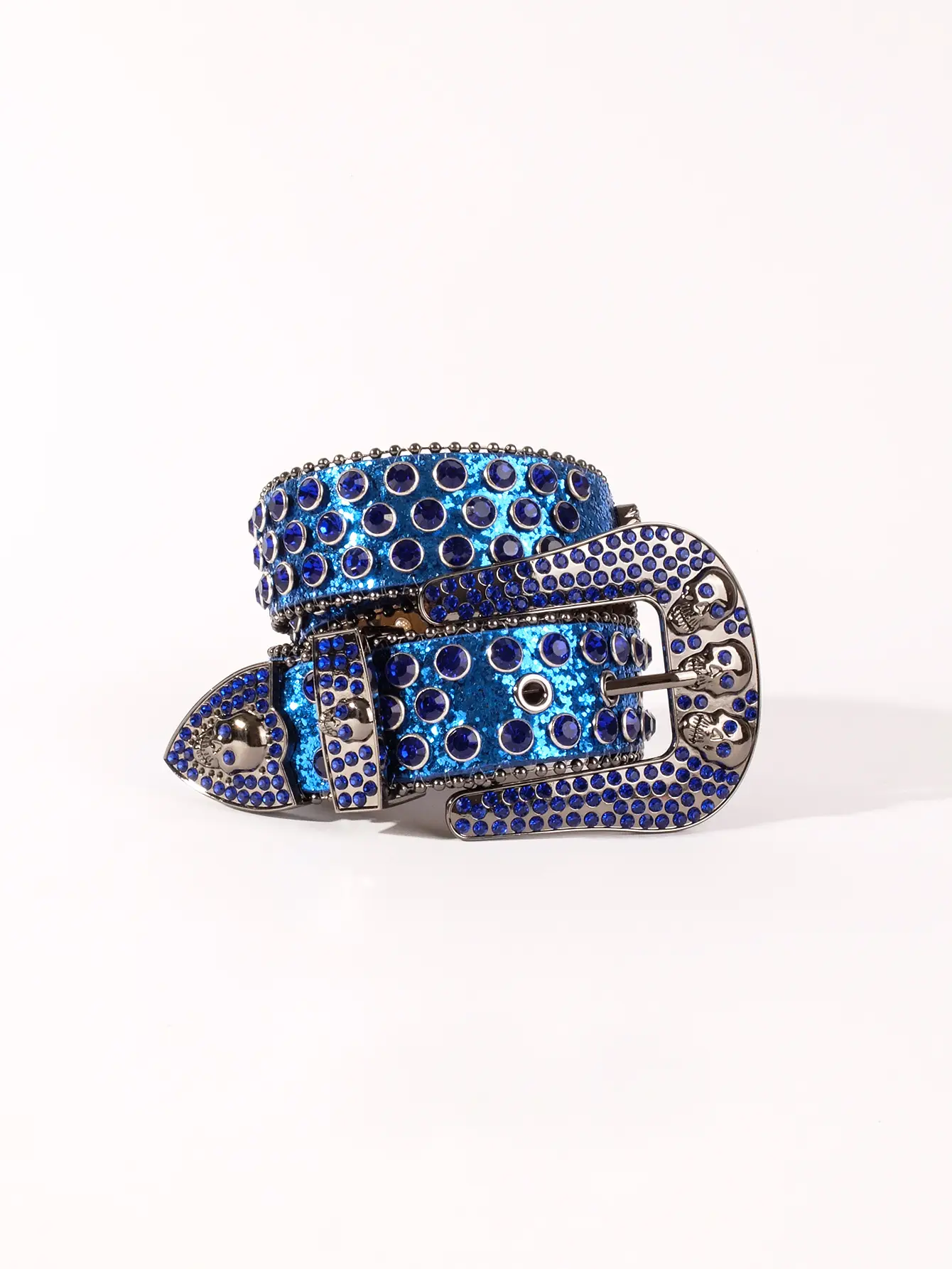Blue Skull Rhinestone Belt for Punk Style Thick Alloy - Image 5