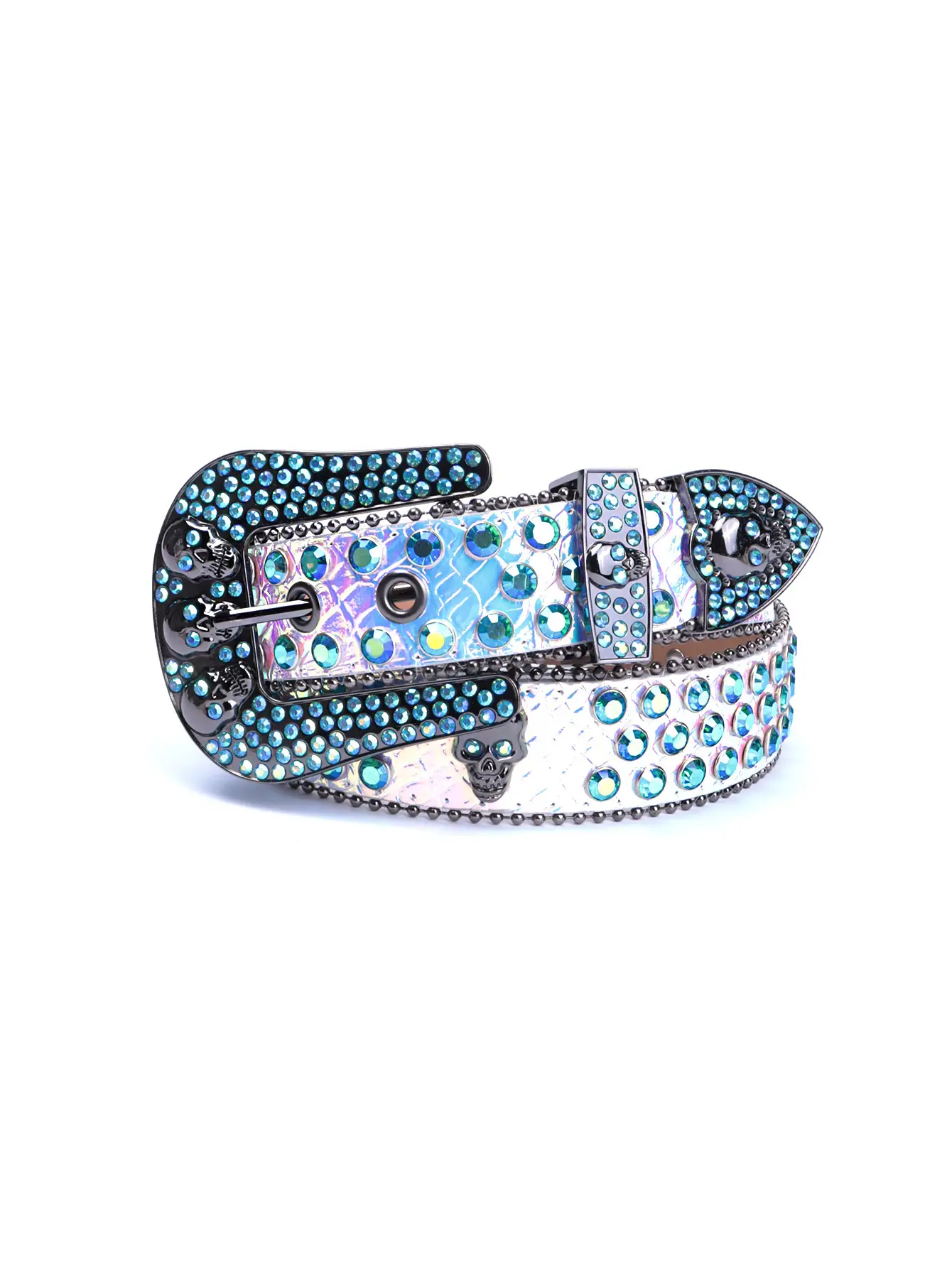 Blue Skull Rhinestone Belt for Punk Style Thick Alloy - Image 6
