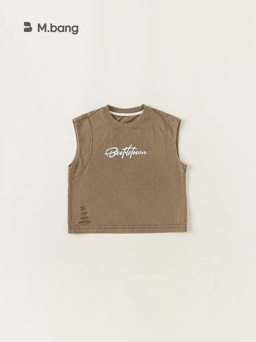 Kids Vest Black Letter Sleeveless Summer - Image 5