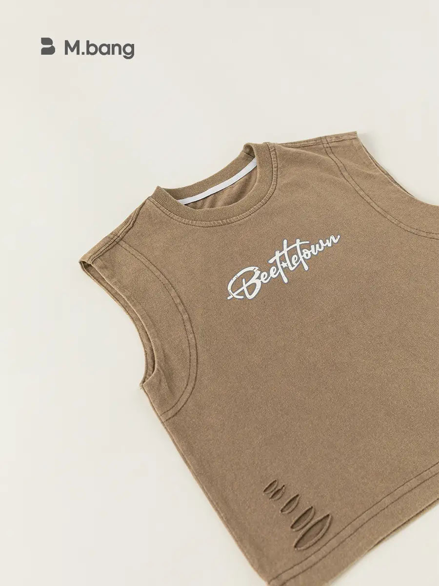 Kids Vest Black Letter Sleeveless Summer - Image 6