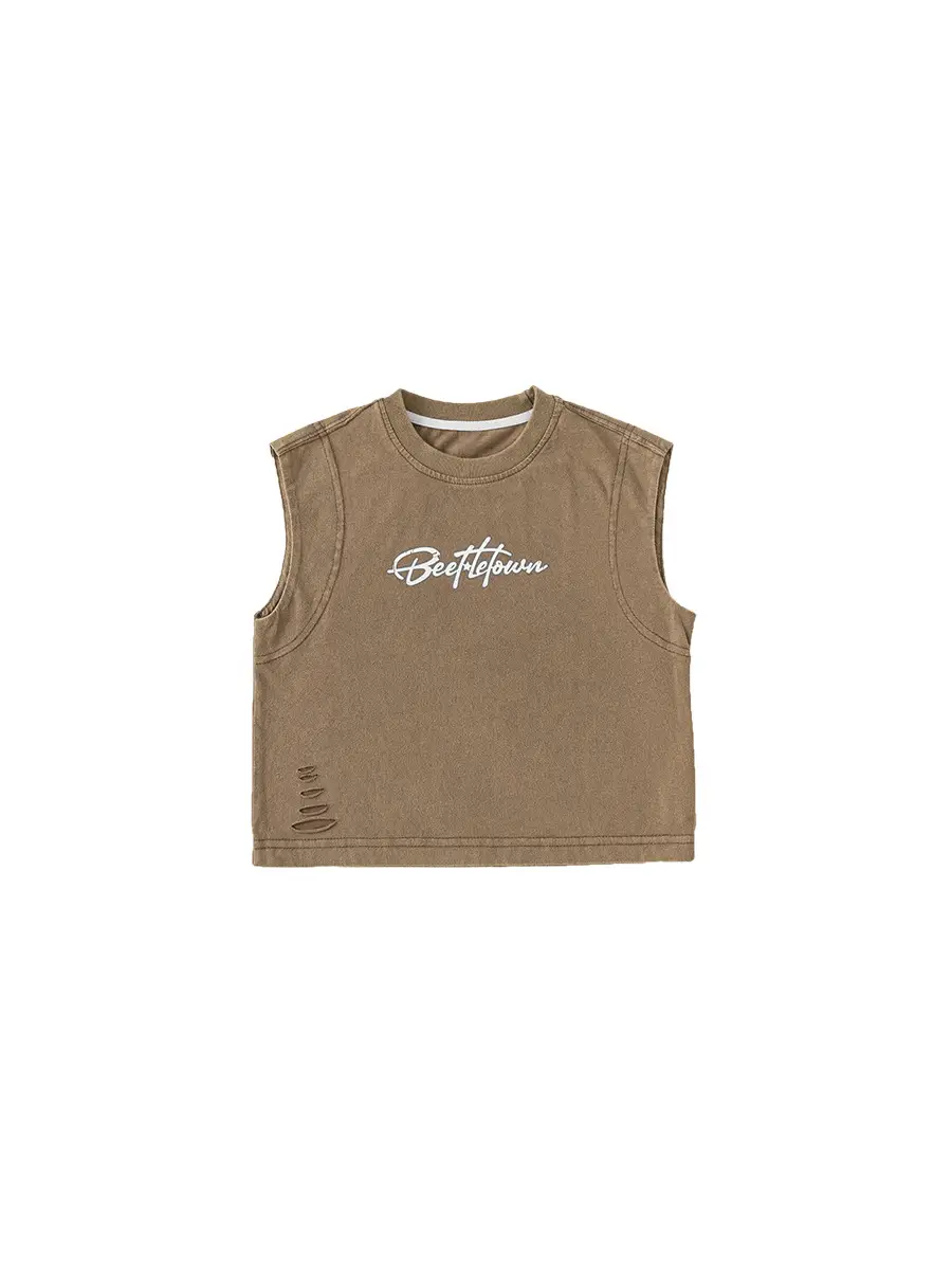 Kids Vest Black Letter Sleeveless Summer - Image 7