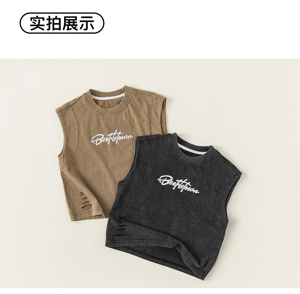 Kids Vest Black Letter Sleeveless Summer — feature 10