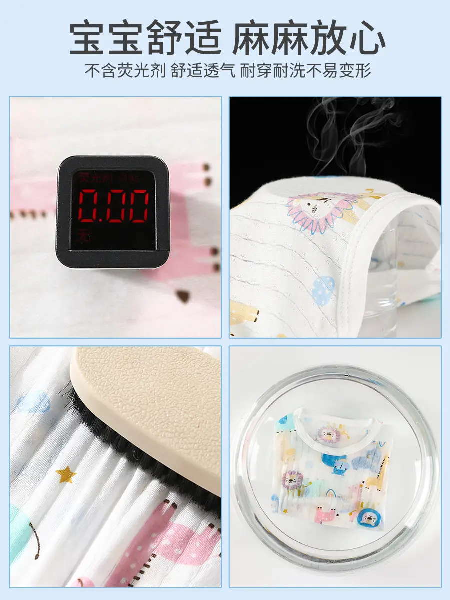 Children's Thin Summer Pajamas, Boys' Home Clothes, Cotton Suits, Girls' Long-Sleeved Air-Conditioned Clothes, Baby Kidsren's Spring & Fall Pure