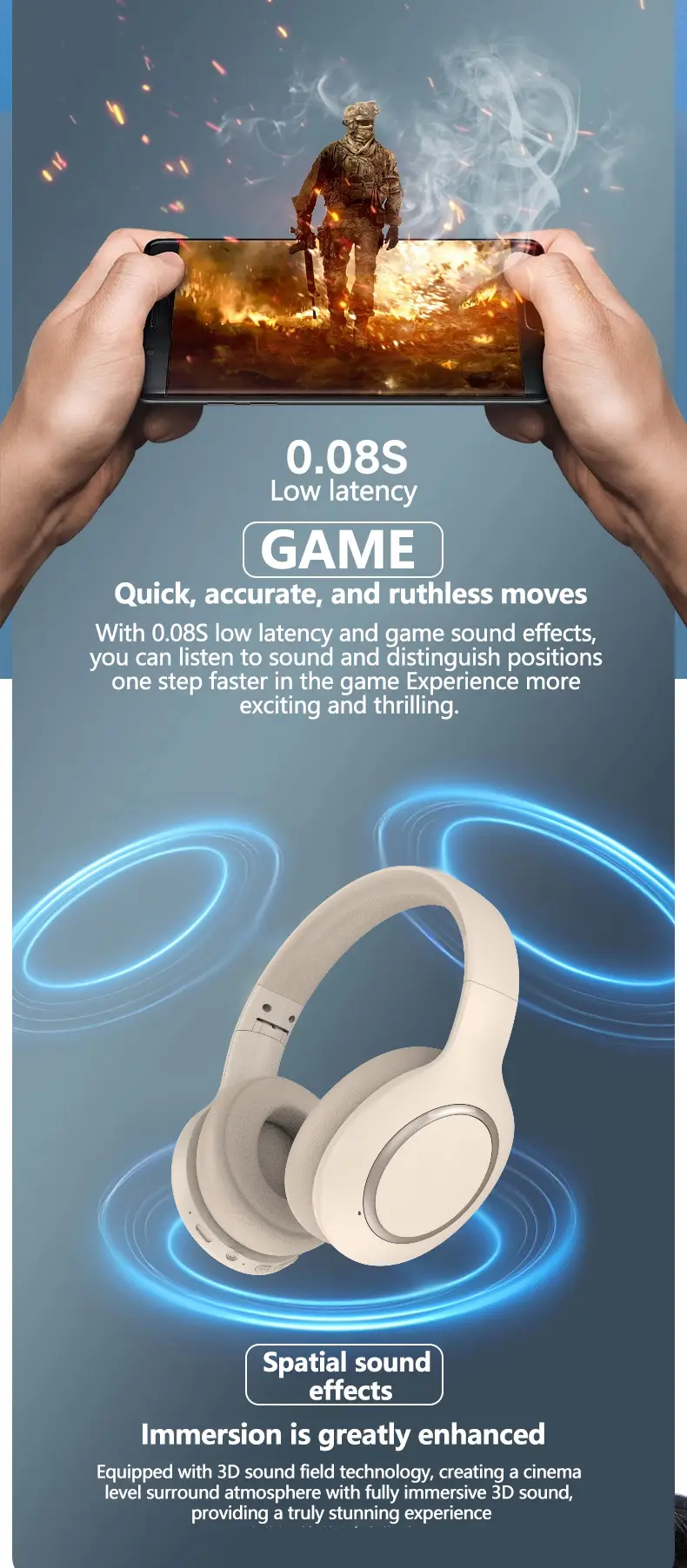 Over-Ear Bluetooth Headphones ANC 3D Wireless — feature 18