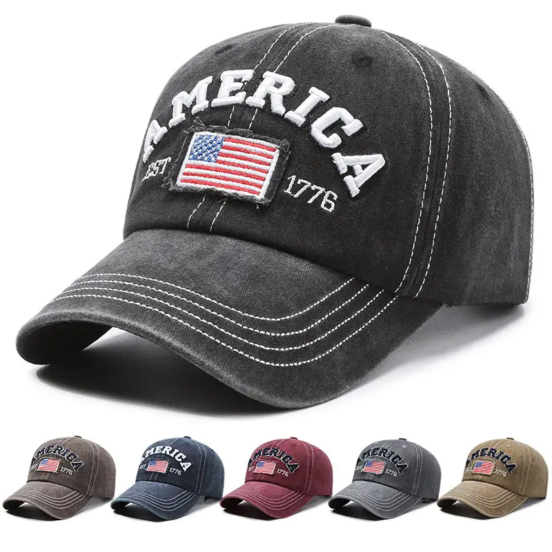 Men's Black Retro Letter Cap Casual Outdoor - Image 7