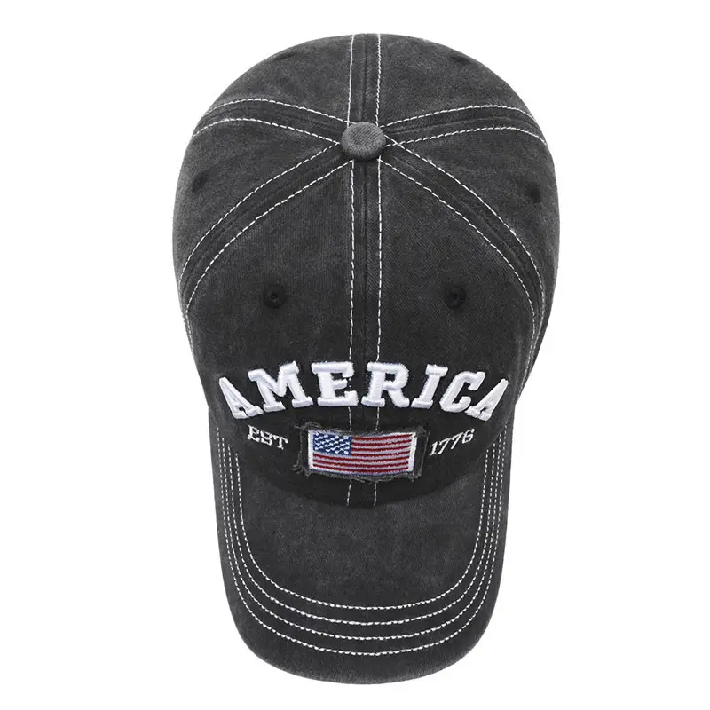 Men's Black Retro Letter Cap Casual Outdoor - Image 9