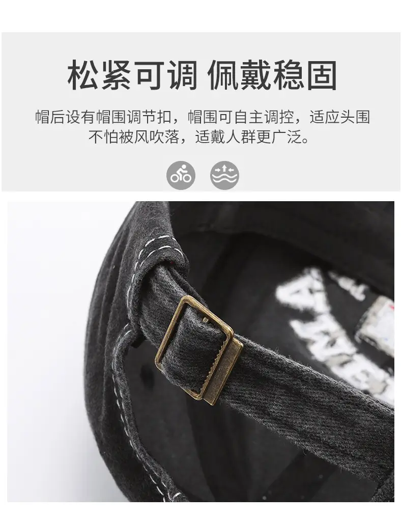 Men's Black Retro Letter Cap Casual Outdoor — feature 10