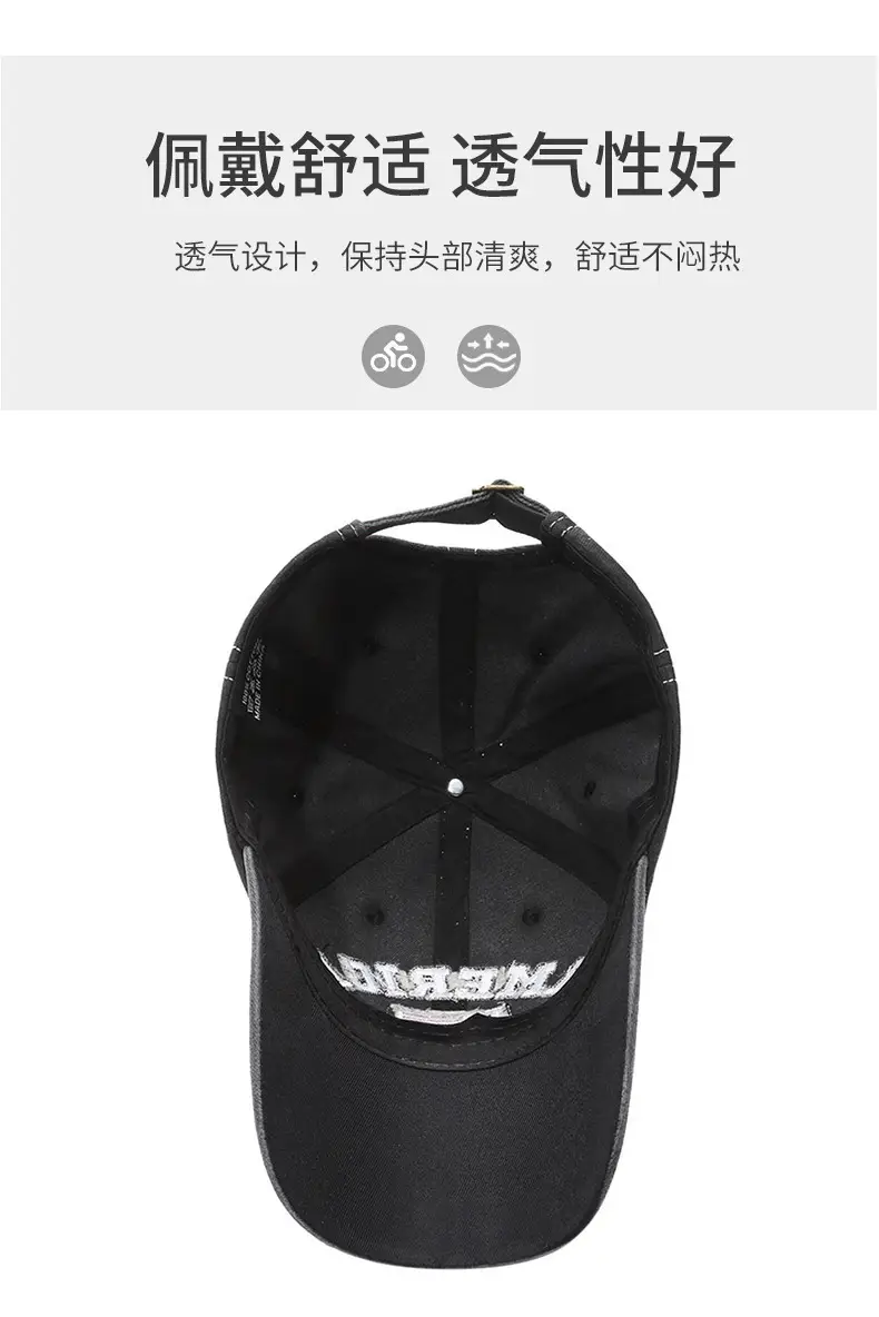 Men's Black Retro Letter Cap Casual Outdoor — feature 11