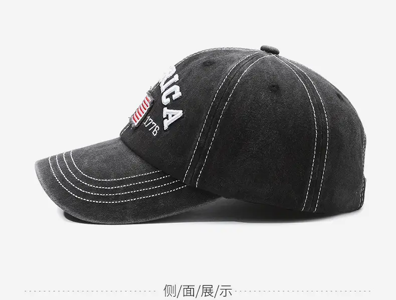 Men's Black Retro Letter Cap Casual Outdoor — feature 16