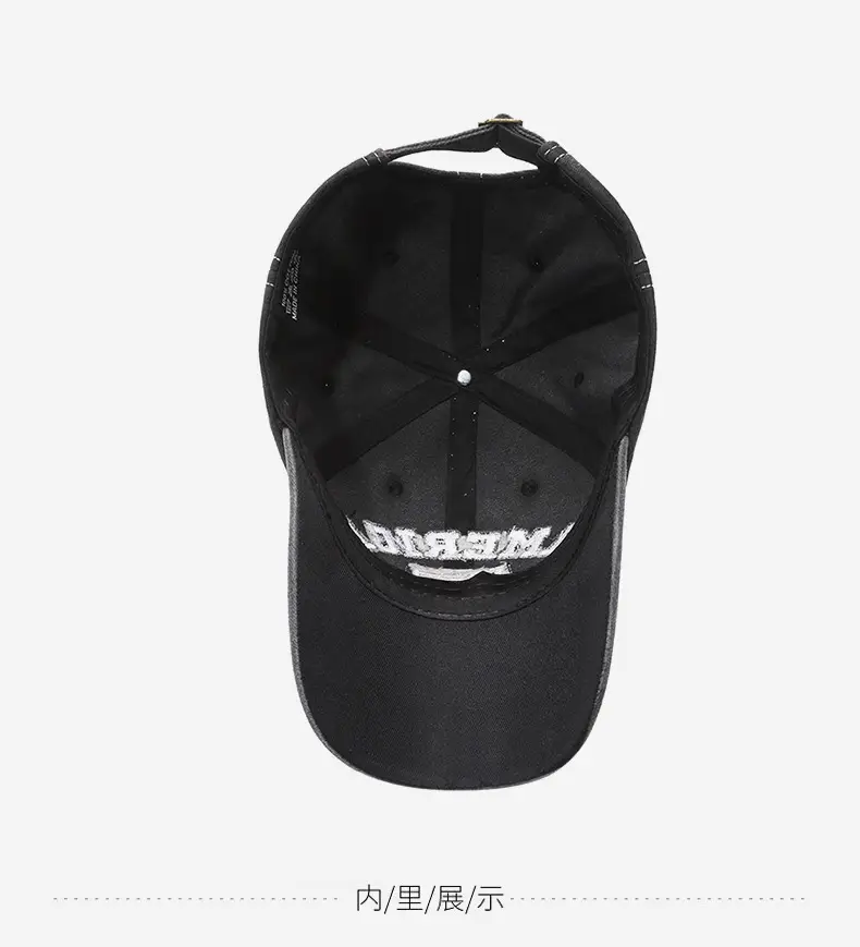 Men's Black Retro Letter Cap Casual Outdoor — feature 19