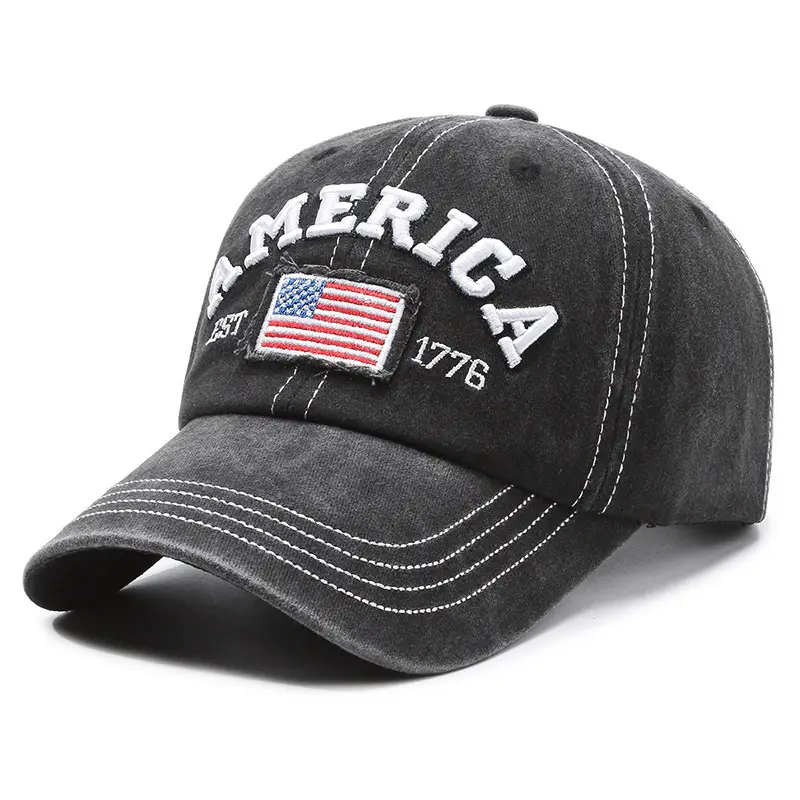 Men's Black Retro Letter Cap Casual Outdoor — feature 2