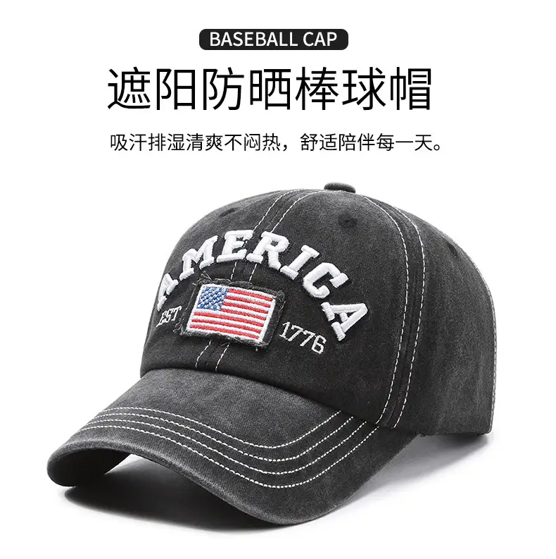 Men's Black Retro Letter Cap Casual Outdoor — feature 7
