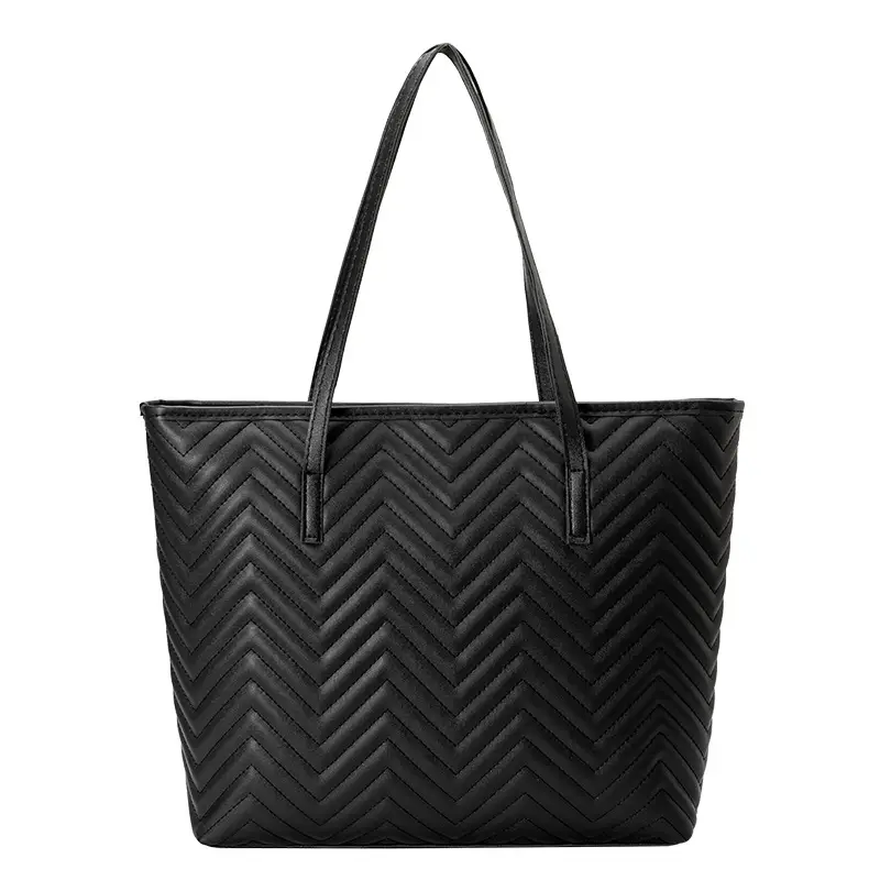 Women's Trendy Beige Chevron Shoulder Bag 2023 - Image 10