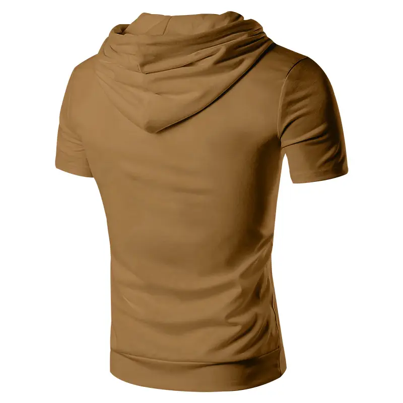 Men's 2025 Grey Hooded T-Shirt Short Sleeve Fitted — feature 23