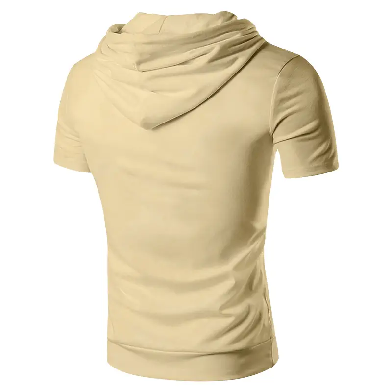 Men's 2025 Grey Hooded T-Shirt Short Sleeve Fitted — feature 32