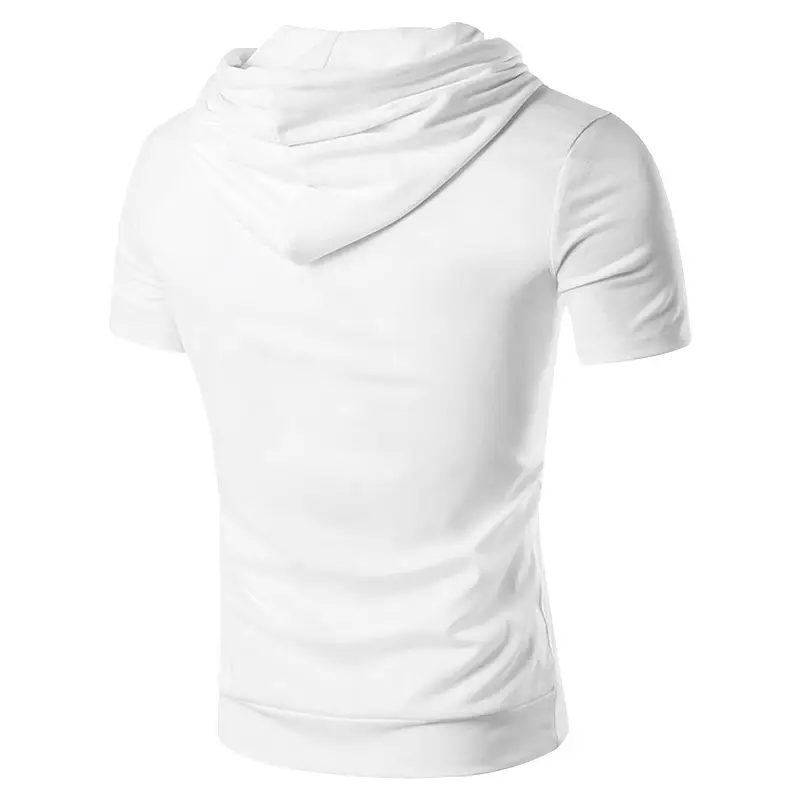 Men's 2025 Grey Hooded T-Shirt Short Sleeve Fitted — feature 7