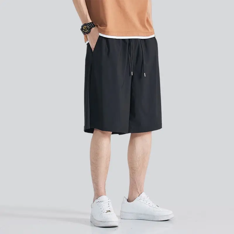 [Five-bomb ice silk shorts] pure black