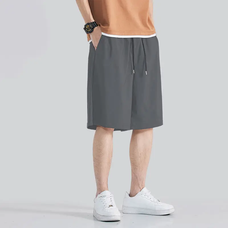 [Five-bomb ice silk shorts] dark gray