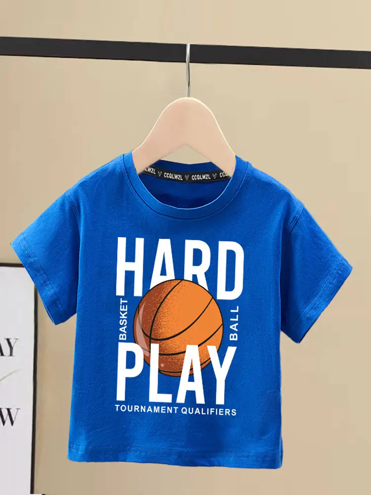 Boys Blue Hard Play Basketball T-Shirt 2024 - Image 8