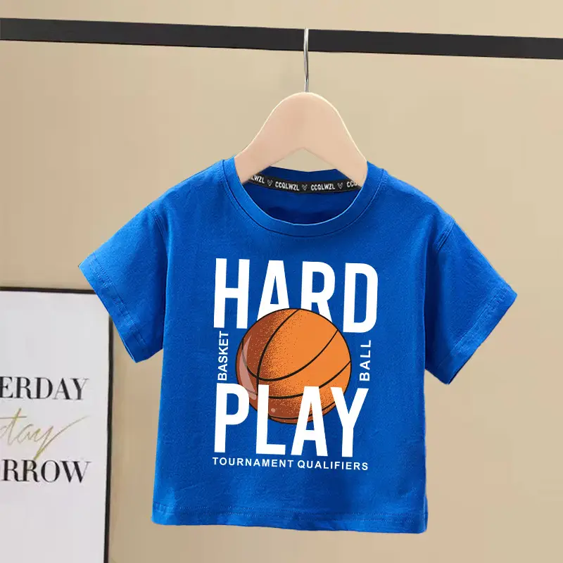 Boys Blue Hard Play Basketball T-Shirt 2024 - Image 2