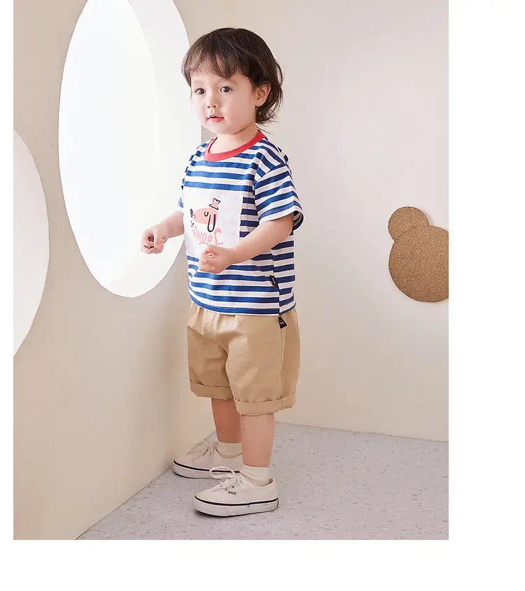 Baby Striped T-Shirt Green White Elephant Print 1-3Y — feature 14