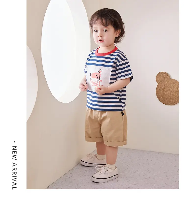 Baby Striped T-Shirt Green White Elephant Print 1-3Y — feature 15