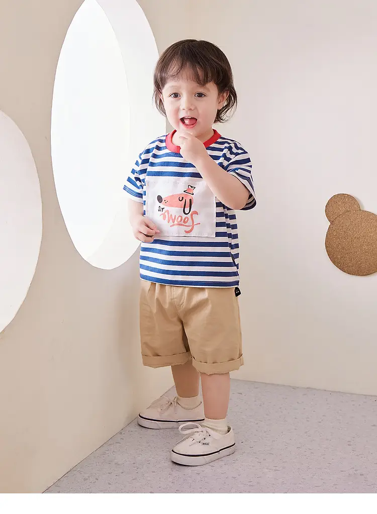 Baby Striped T-Shirt Green White Elephant Print 1-3Y — feature 16