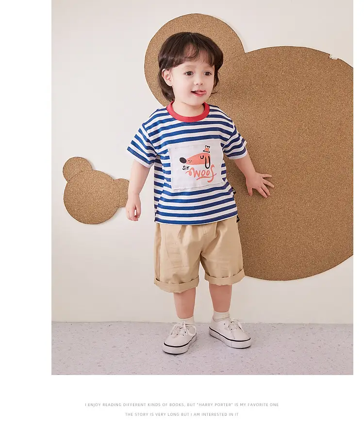 Baby Striped T-Shirt Green White Elephant Print 1-3Y — feature 18