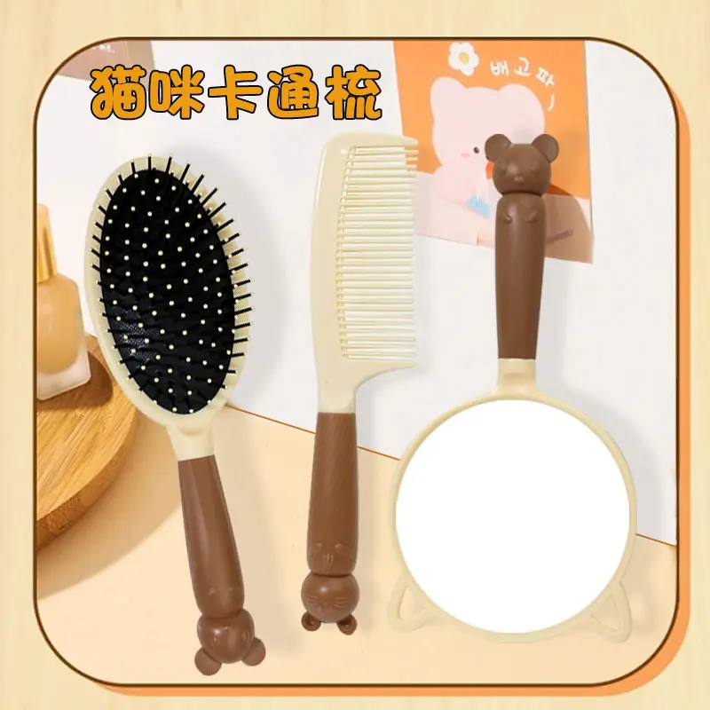 Cute Cartoon Cat Ears Mirror Comb for Women — feature 1