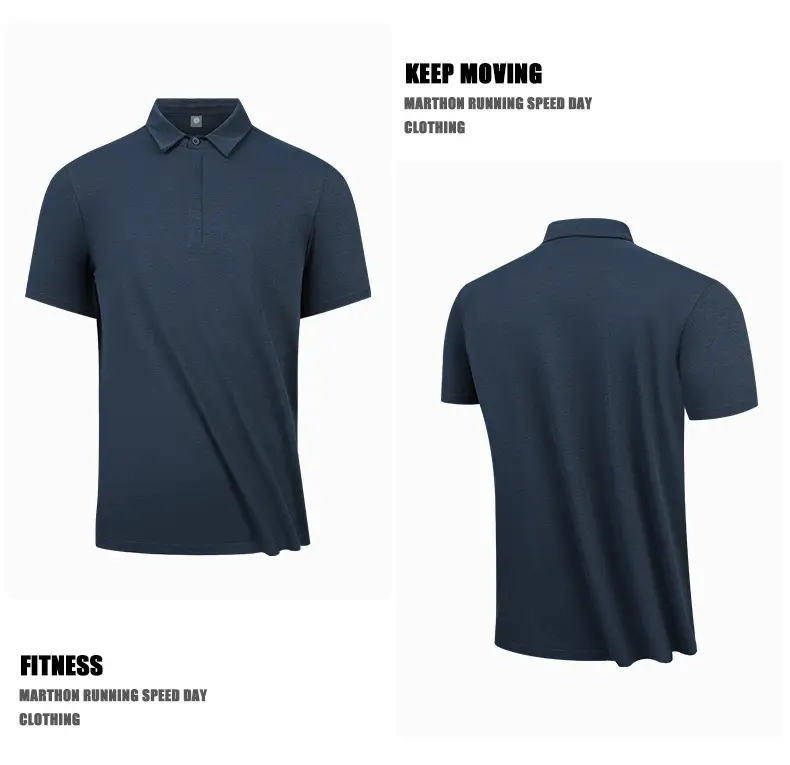 Men's Navy Polo T-Shirt Business Casual Short Sleeve — feature 13