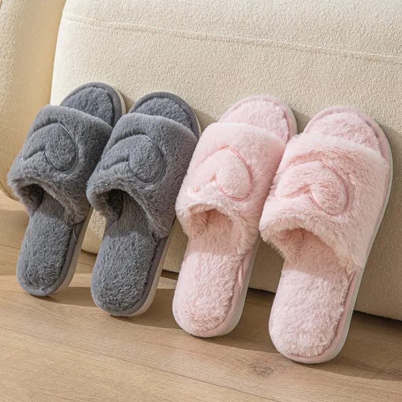 Cross-border Mao Mao Open One-word Open Toe TPR Men and Women Couple Indoor and Outdoor Home Cotton Slippers Four Seasons Wool Slippers