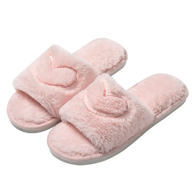 Cross-border Mao Mao Open One-word Open Toe TPR Men and Women Couple Indoor and Outdoor Home Cotton Slippers Four Seasons Wool Slippers