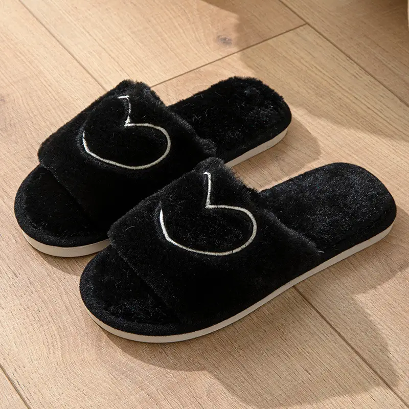 Cross-border Mao Mao Open One-word Open Toe TPR Men and Women Couple Indoor and Outdoor Home Cotton Slippers Four Seasons Wool Slippers